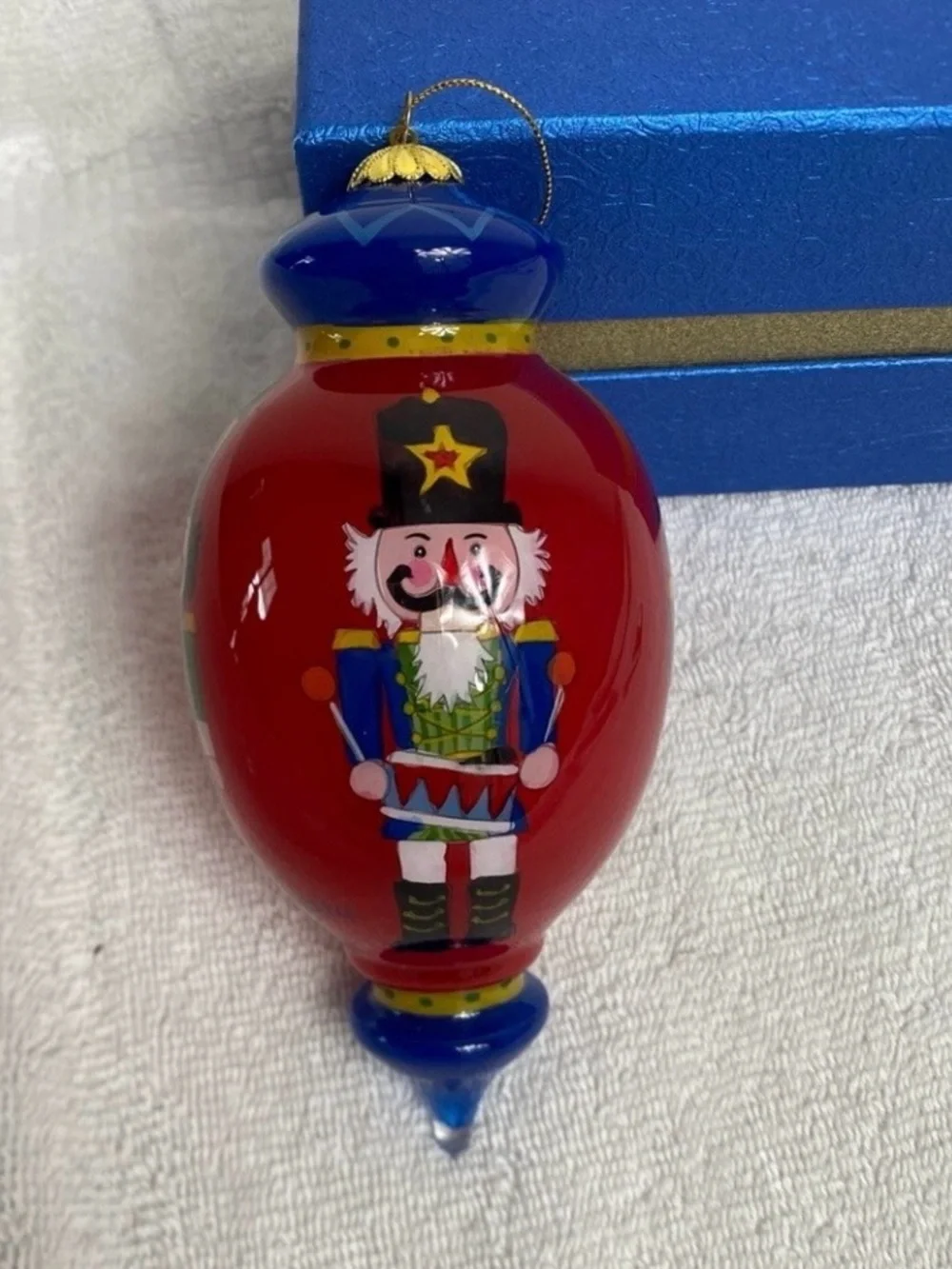 PIER 1 Christmas 2014 Red Nutcracker Glass Large Drop Ornament Glass Christmas